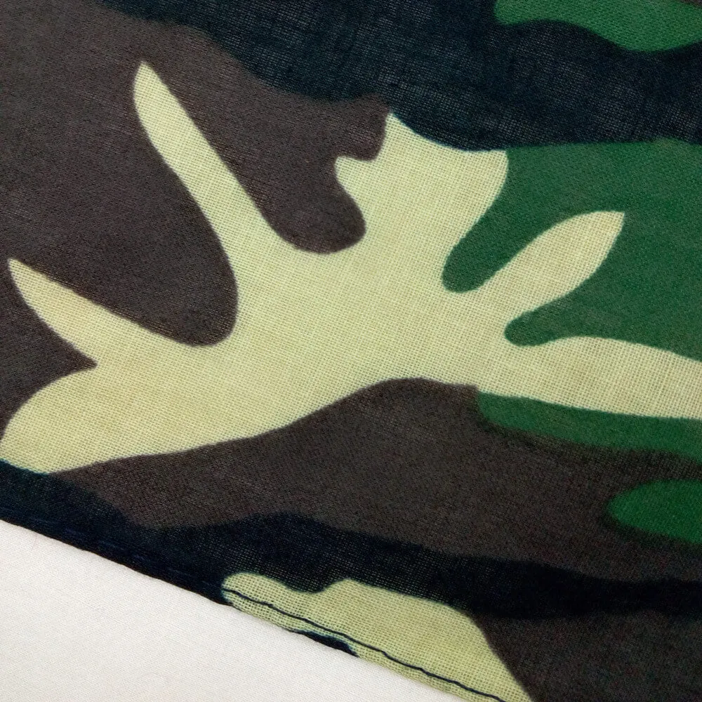 12 Pieces Camo Printed Bandana Camouflage Bandana Unisex Cotton