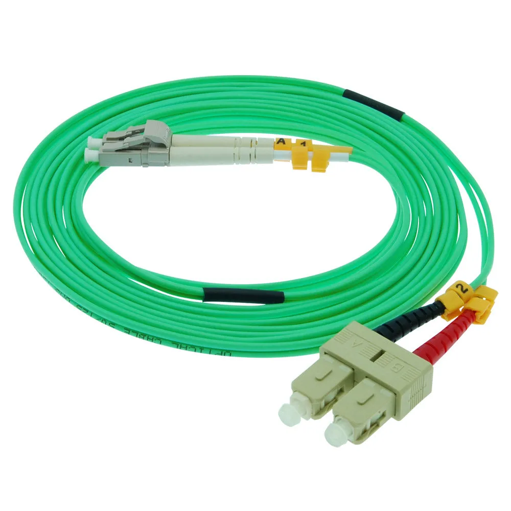 12m LC-SC 10Gb 50/125 OM3 M/M Duplex Fiber Cable Aqua Jacket