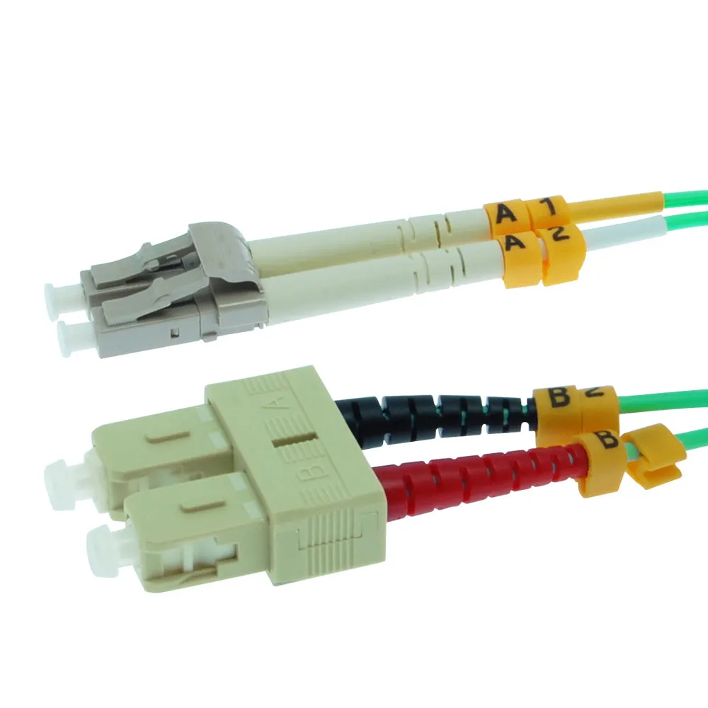 1.5m LC-SC 10Gb 50/125 OM3 M/M Duplex Fiber Cable Aqua Jacket