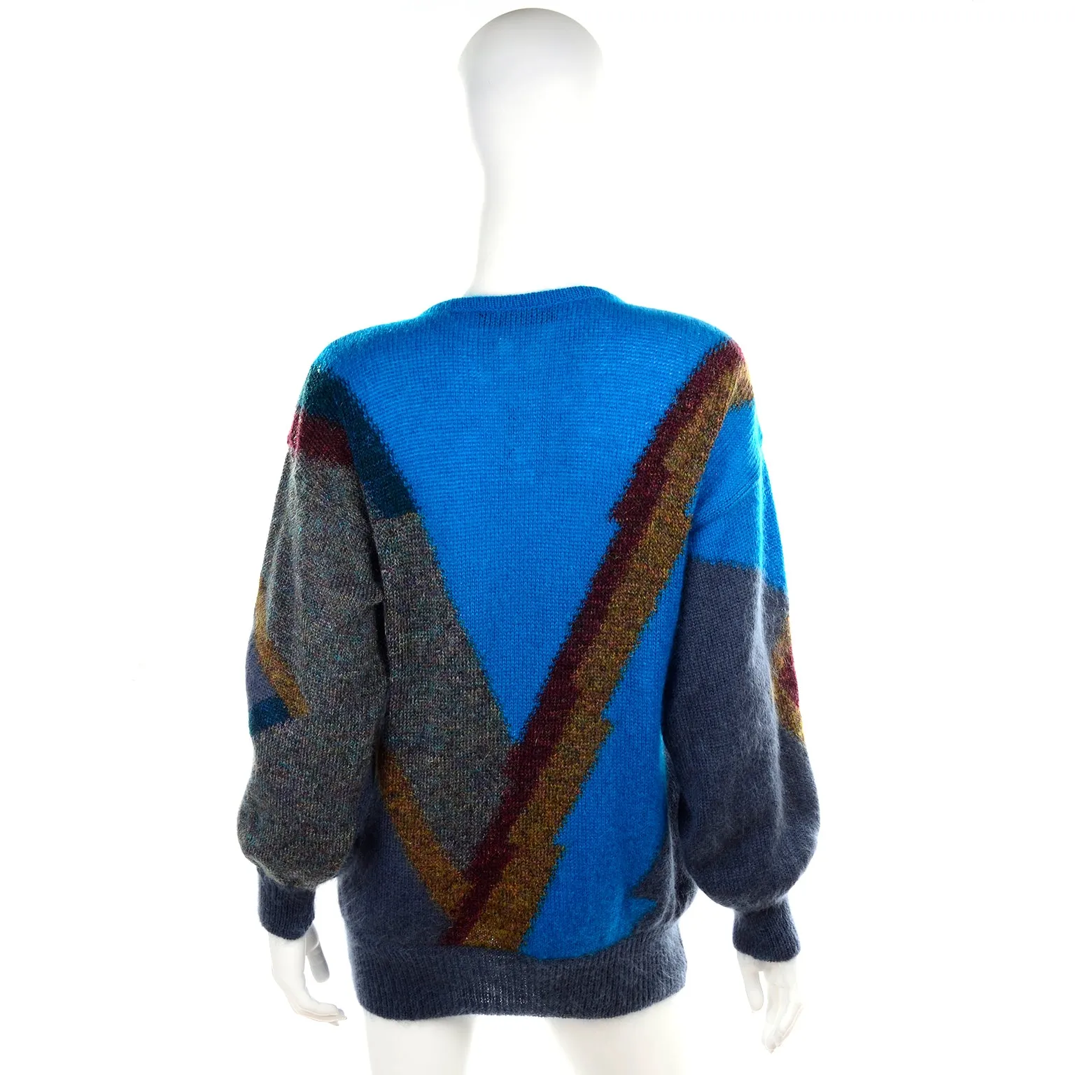 1980s Escada Oversized Mohair & Wool Sweater w/ Star Snowflakes