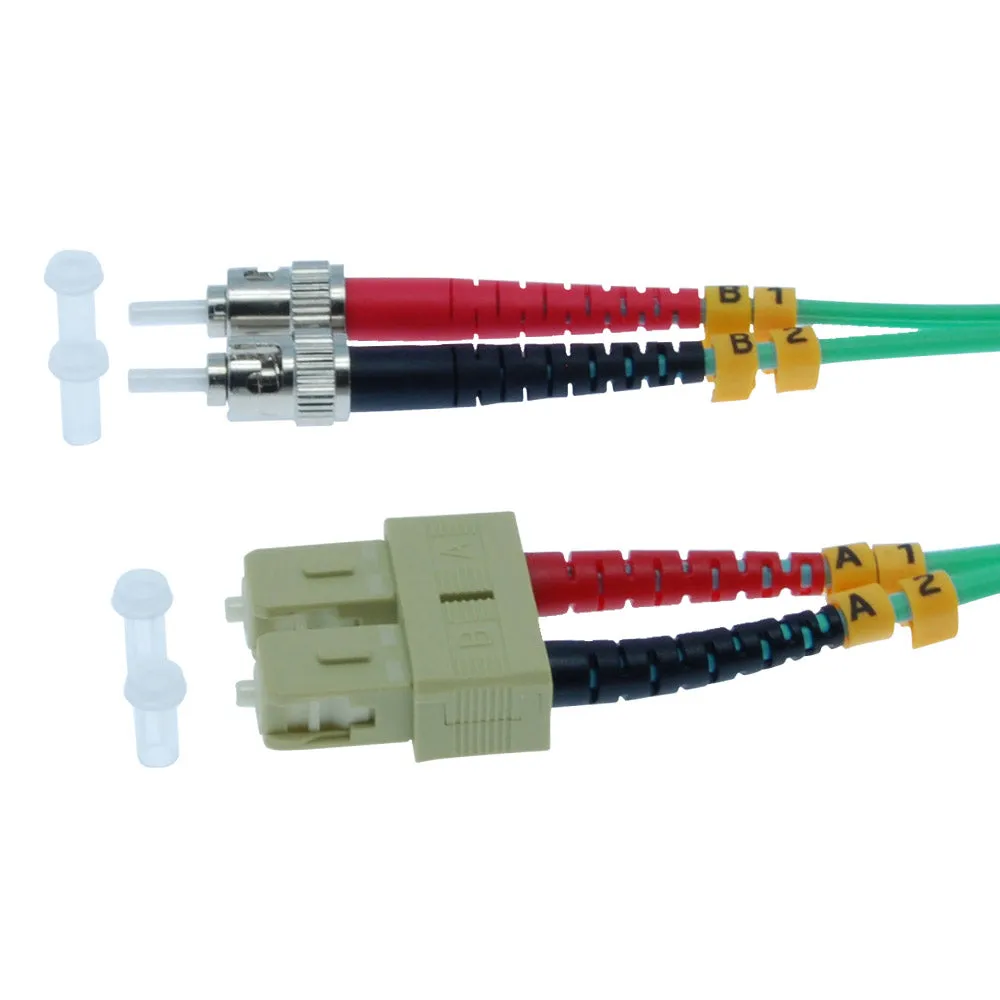 1m SC-ST 10Gb 50/125 OM3 M/M Duplex Fiber Cable Aqua Jacket