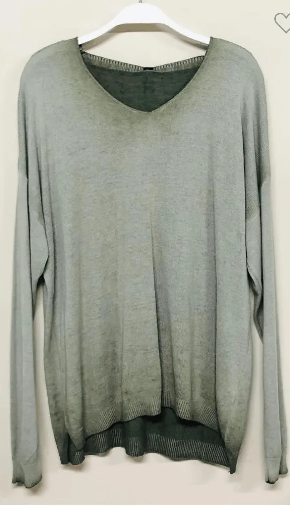 2 tone dip dyed Italian made Lightweight Long Sleeve Top by Venti6 1914