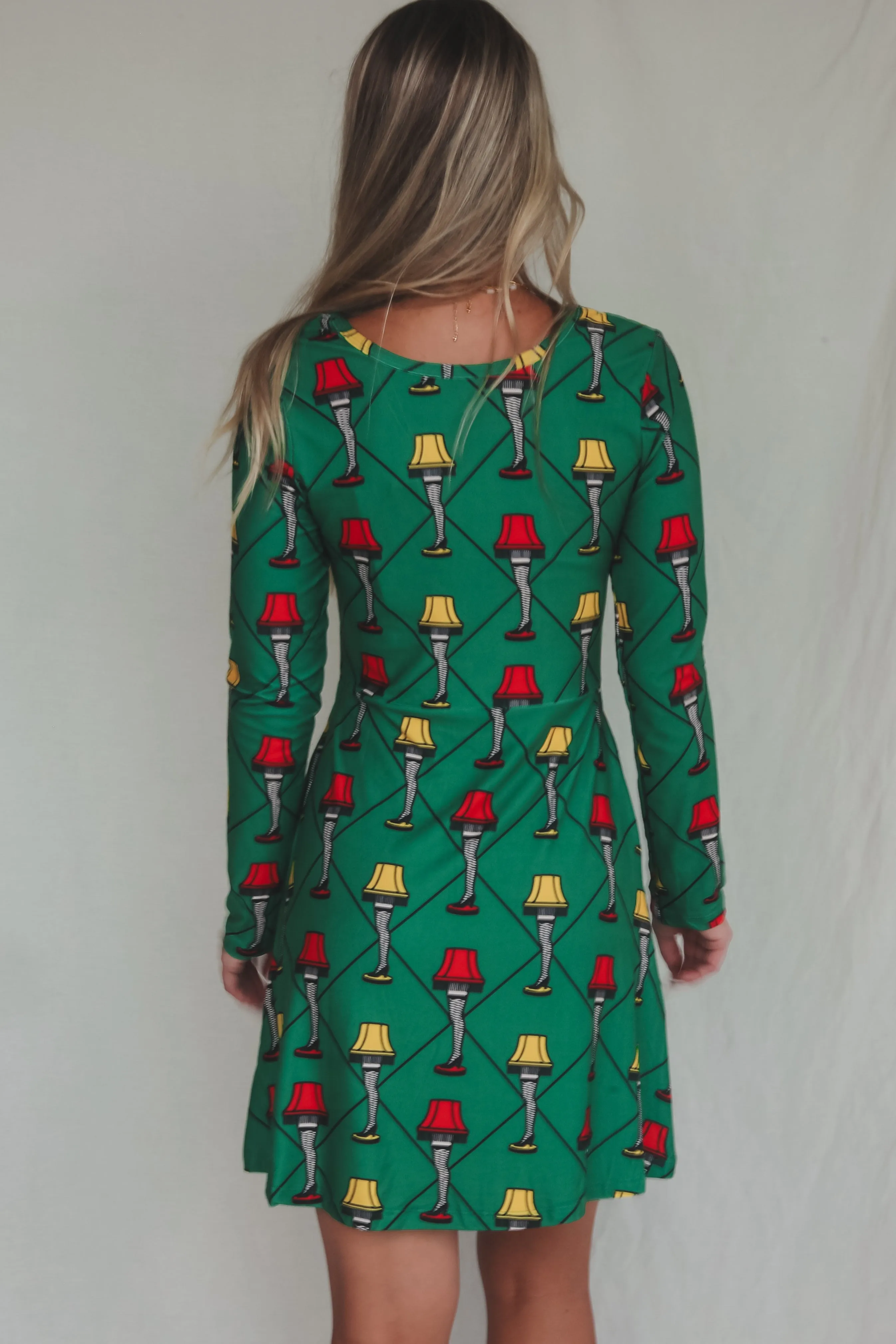 A Christmas Story Leg Lamp Long Sleeve Sweater Dress