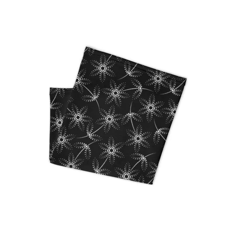 Abstract Black white flowers floral pattern Scarf tube mask Bandanna Neck gaiter cover face warmer, Yoga sports headband - US Fast Shipping