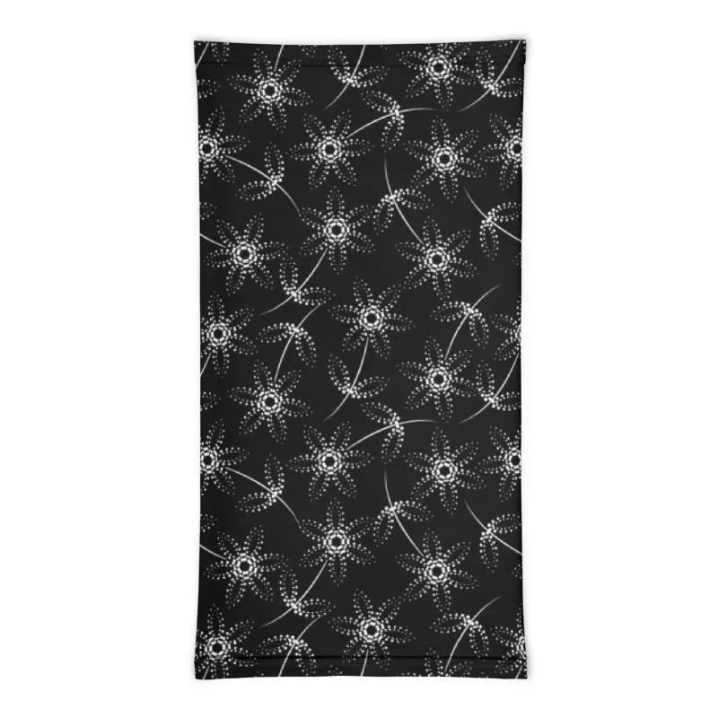 Abstract Black white flowers floral pattern Scarf tube mask Bandanna Neck gaiter cover face warmer, Yoga sports headband - US Fast Shipping