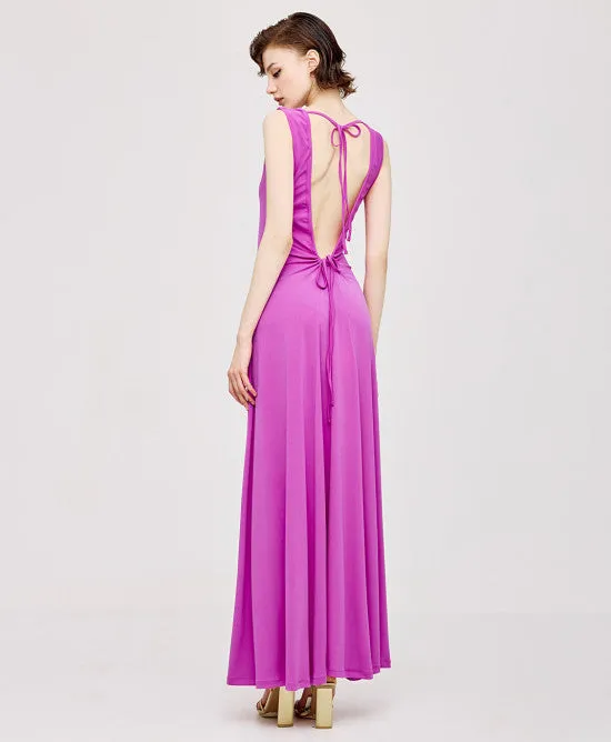 Access Fashion Violet Maxi Dress With Open Back