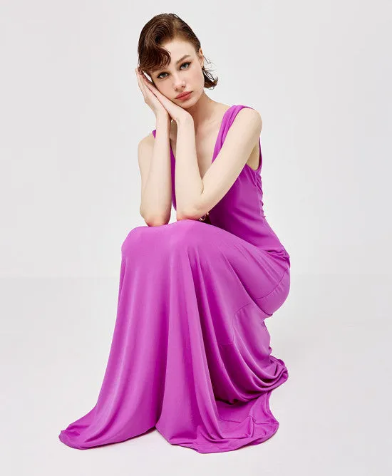 Access Fashion Violet Maxi Dress With Open Back