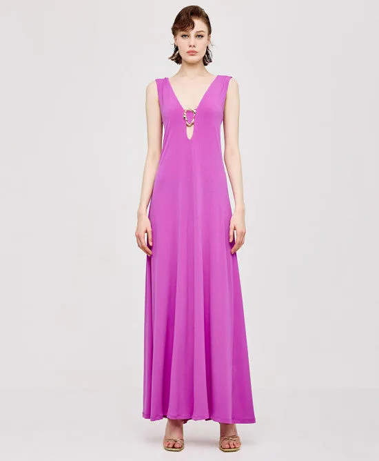 Access Fashion Violet Maxi Dress With Open Back