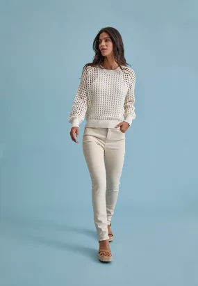 Alisa Long Sleeve Crop Pullover - Gardenia