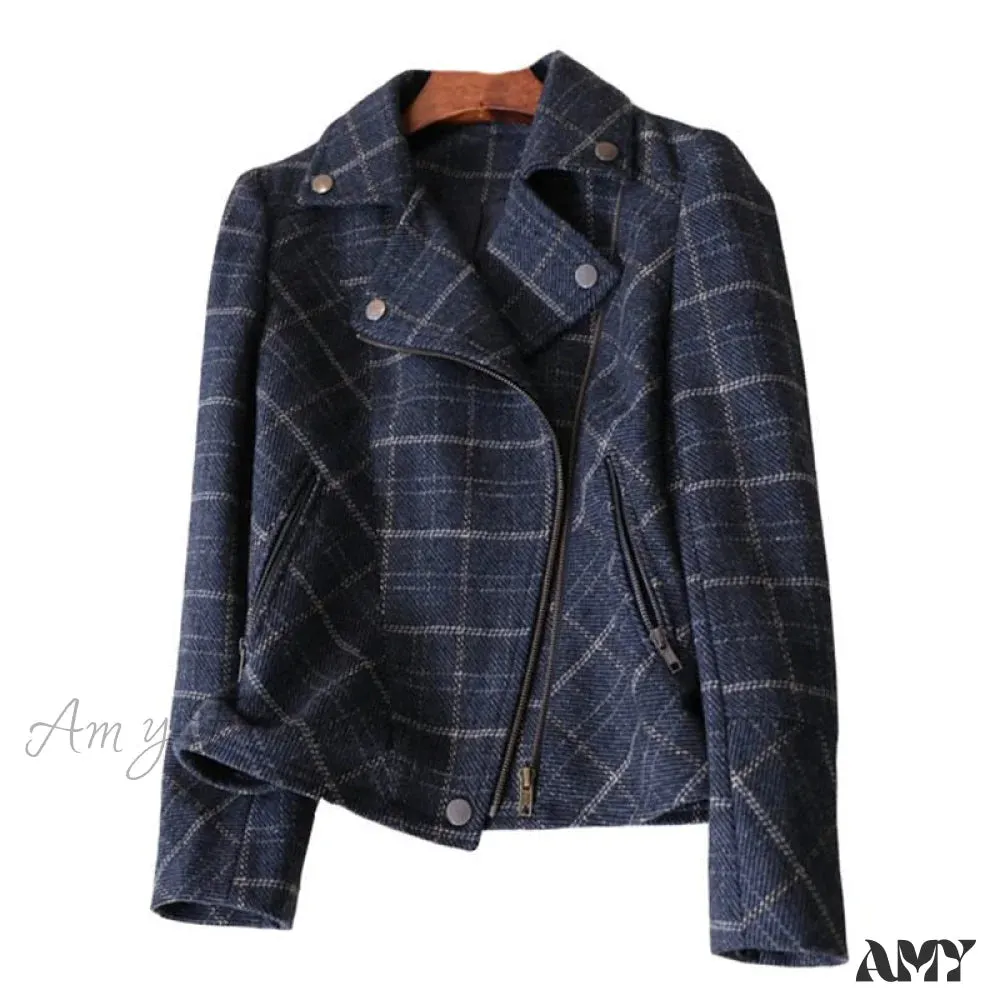 Amy Fashion - Chic Short Plaid Jackets