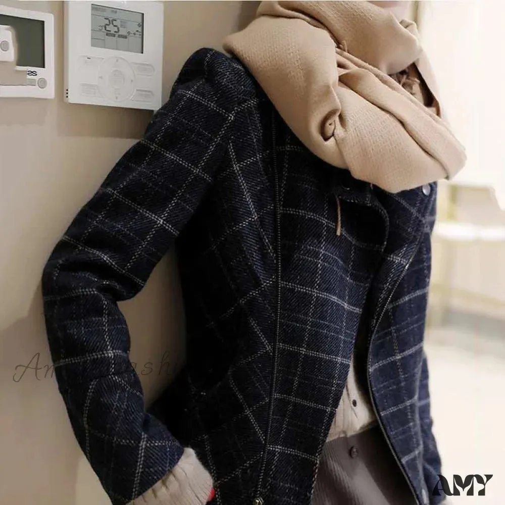 Amy Fashion - Chic Short Plaid Jackets