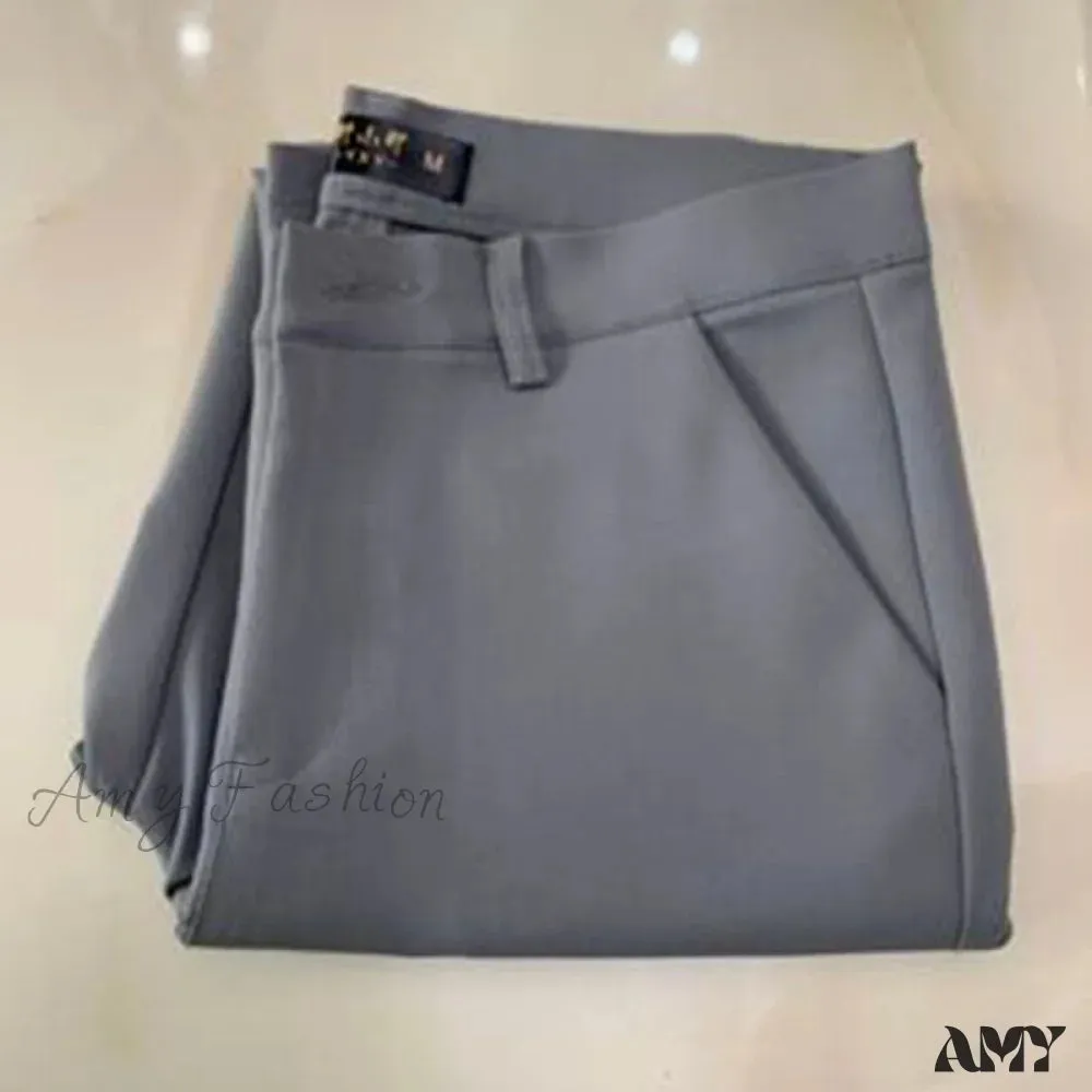 Amy Fashion - Slim Straight All Match Casual Capris Pants