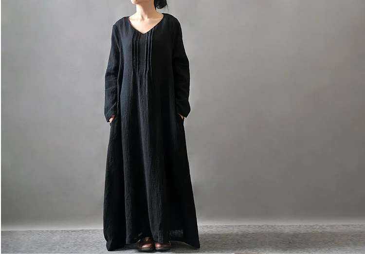 Artistic Texture Linen Robe Plus Size Dress