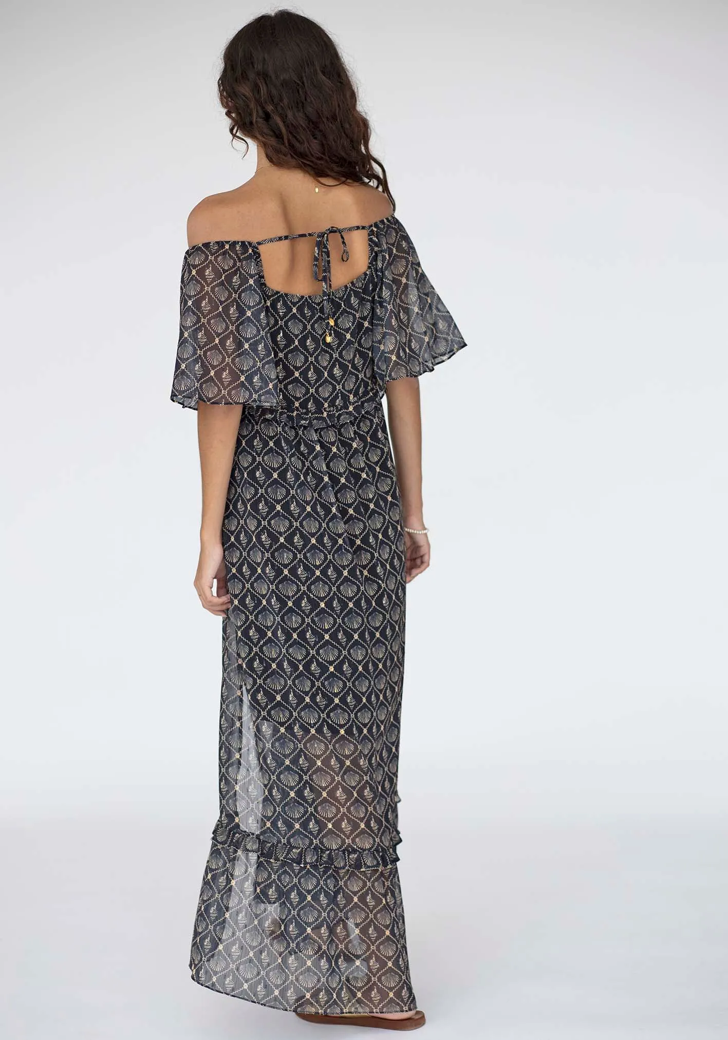 Atlantica Shell Maxi Dress with Sleeves