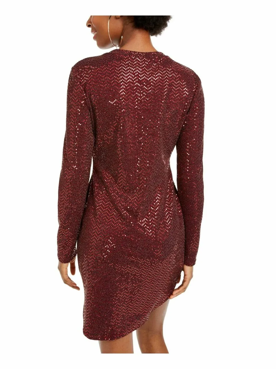 B Darlin Juniors' Sequined Bodycon Dress Burgundy