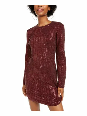 B Darlin Juniors' Sequined Bodycon Dress Burgundy