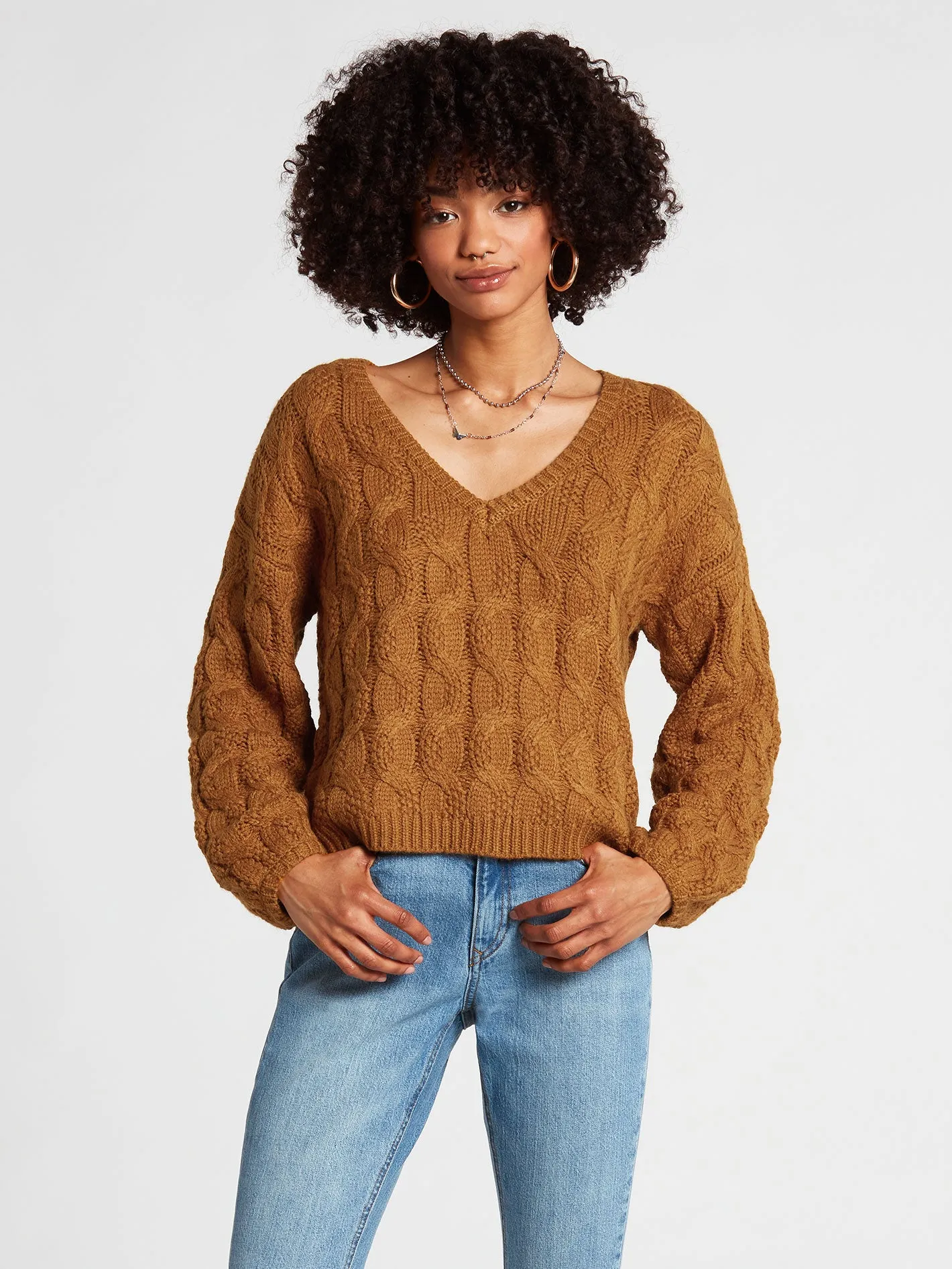 Bingable Cable Knit Sweater - Bronze