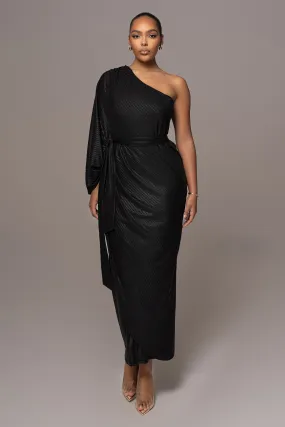 Black Amina Metallic Maxi Dress