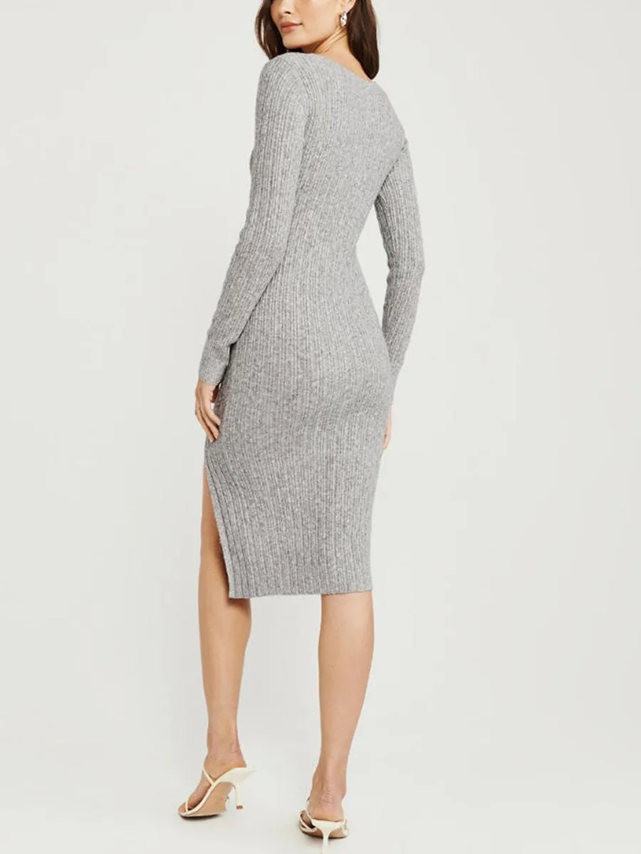 Boat Neck Midi Sweater Dress