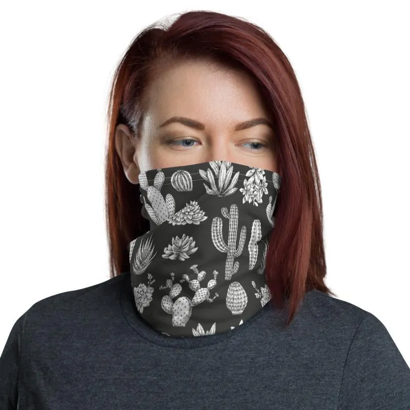 Cactus seamless white pattern mask Face cover, Neck Gaiter, Headwear, Headband Bandana Balaclava Beanie Wristband, Head wrap Shield covering