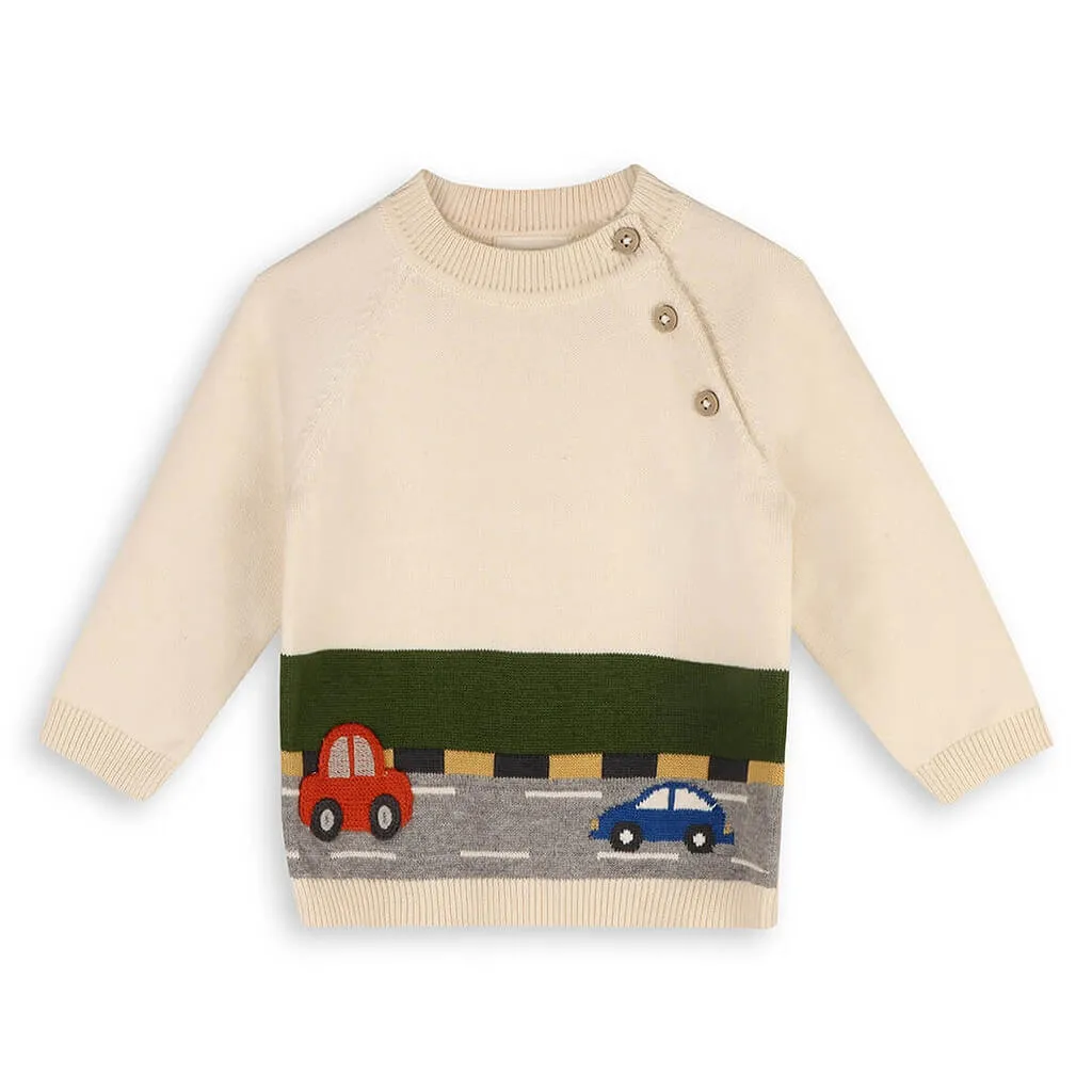 Cars Jacquard Knit Baby Raglan Sweater