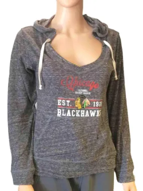 Chicago Blackhawks SAAG Women Gray Lightweight Pullover Hoodie Sweatshirt