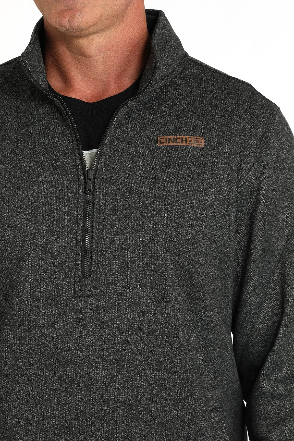 Cinch Men's Logo Half Zip Pullover in Black