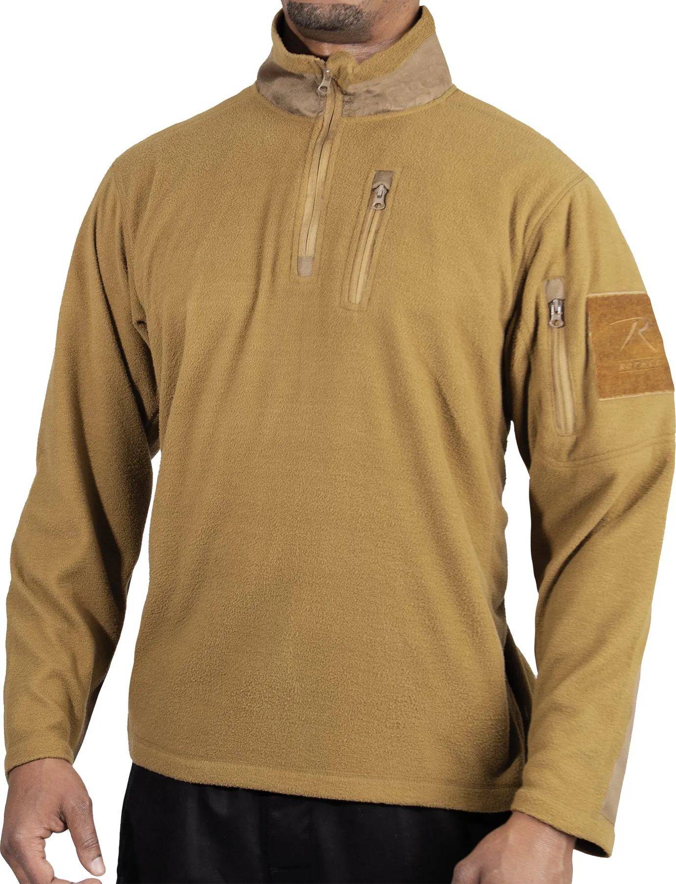 Coyote Brown Fleece Quarter Zip Sweatshirt Lightweight Pullover Uniform Duty Top Warm Jacket