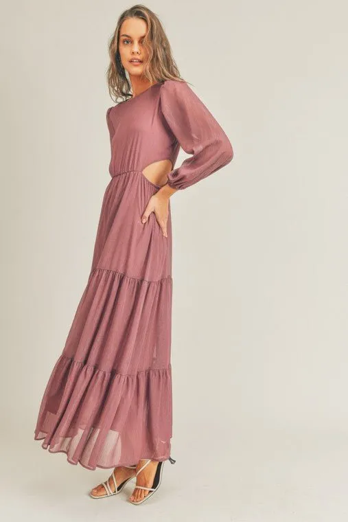 Cut Out Metallic Maxi Dress