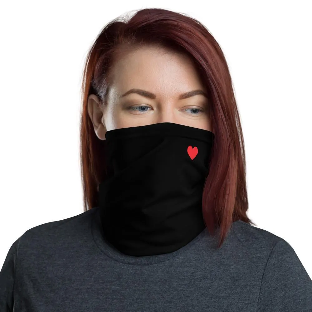 Cute love red heart black pattern Face cover, women Adult Neck Gaiter Scarf, Head wear Washable mask Bandanna Balaclava - US Fast Shipping