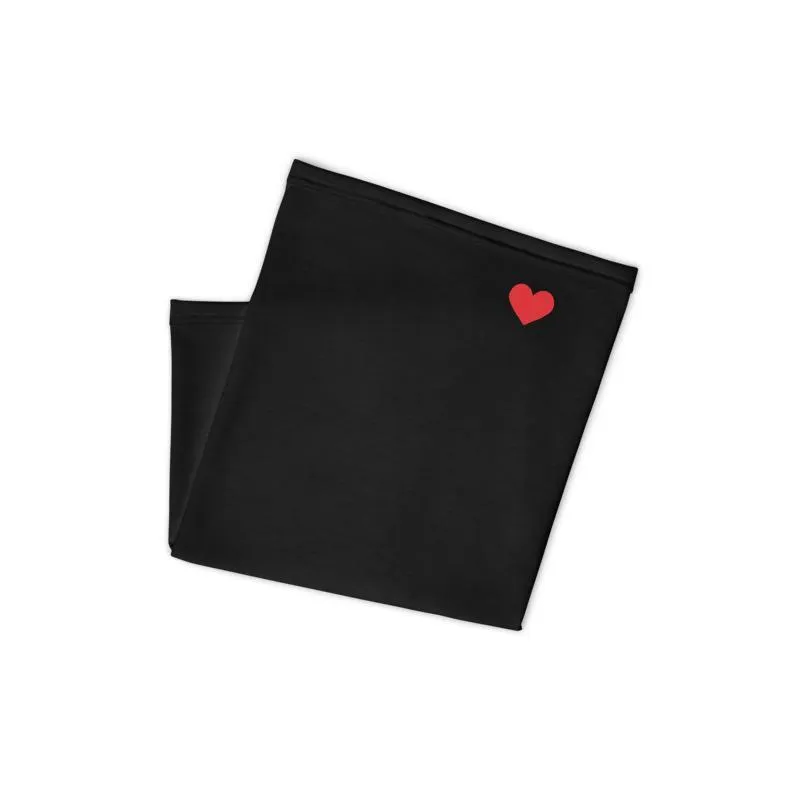 Cute love red heart black pattern Face cover, women Adult Neck Gaiter Scarf, Head wear Washable mask Bandanna Balaclava - US Fast Shipping