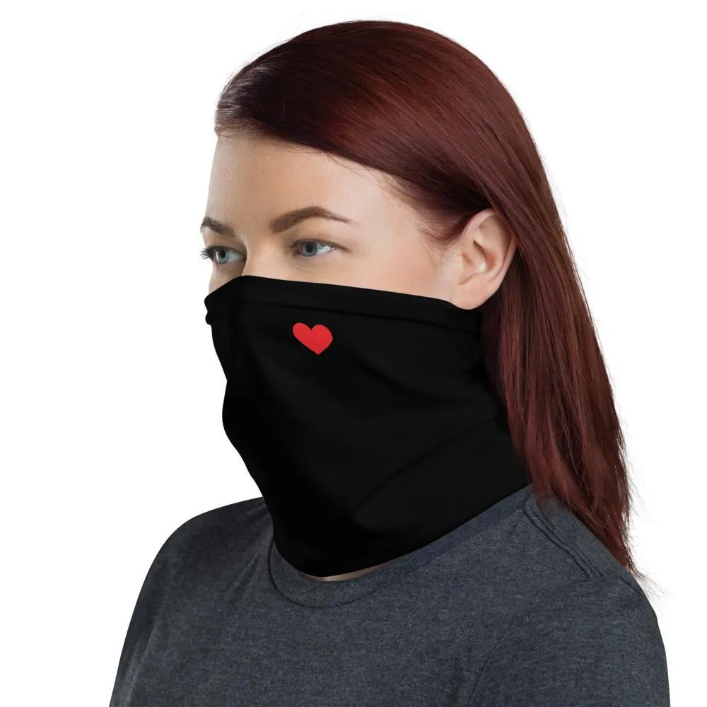 Cute love red heart black pattern Face cover, women Adult Neck Gaiter Scarf, Head wear Washable mask Bandanna Balaclava - US Fast Shipping