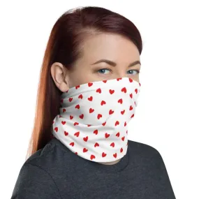 Cute small red hearts love pattern mask Face cover, Neck Gaiter scarf, Bandana, Balaclava, Wristband, Hairband, Hood, Head wrap made in US