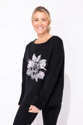 Destination Flower Pullover in Black by Escape