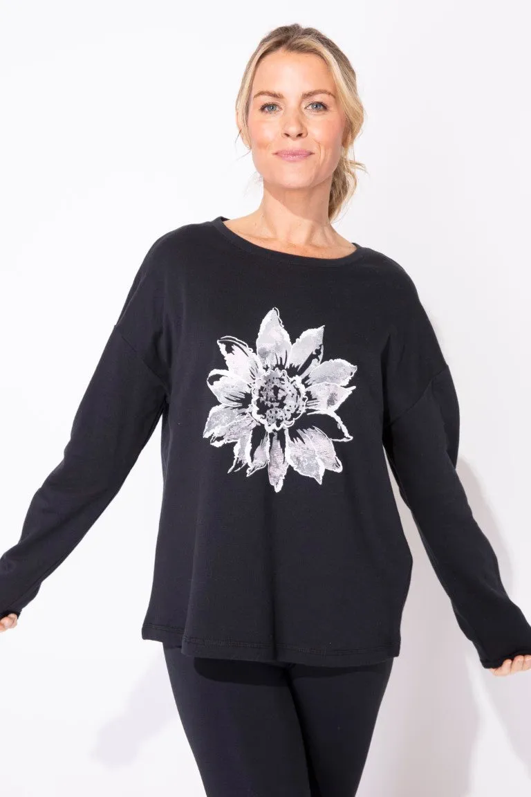 Destination Flower Pullover in Black by Escape