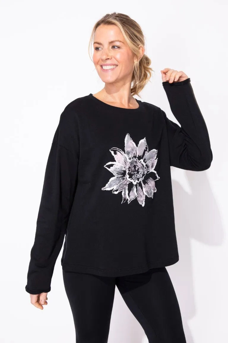 Destination Flower Pullover in Black by Escape