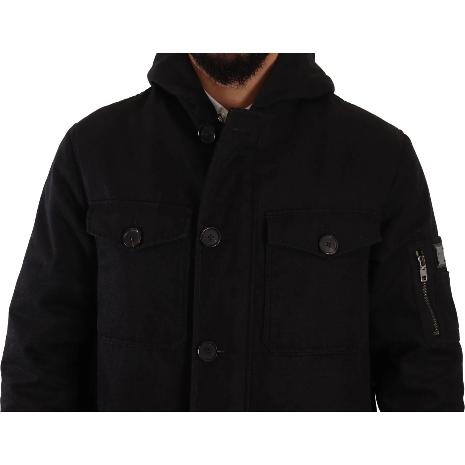 Dolce & Gabbana Elegant Black Parka Hooded Jacket