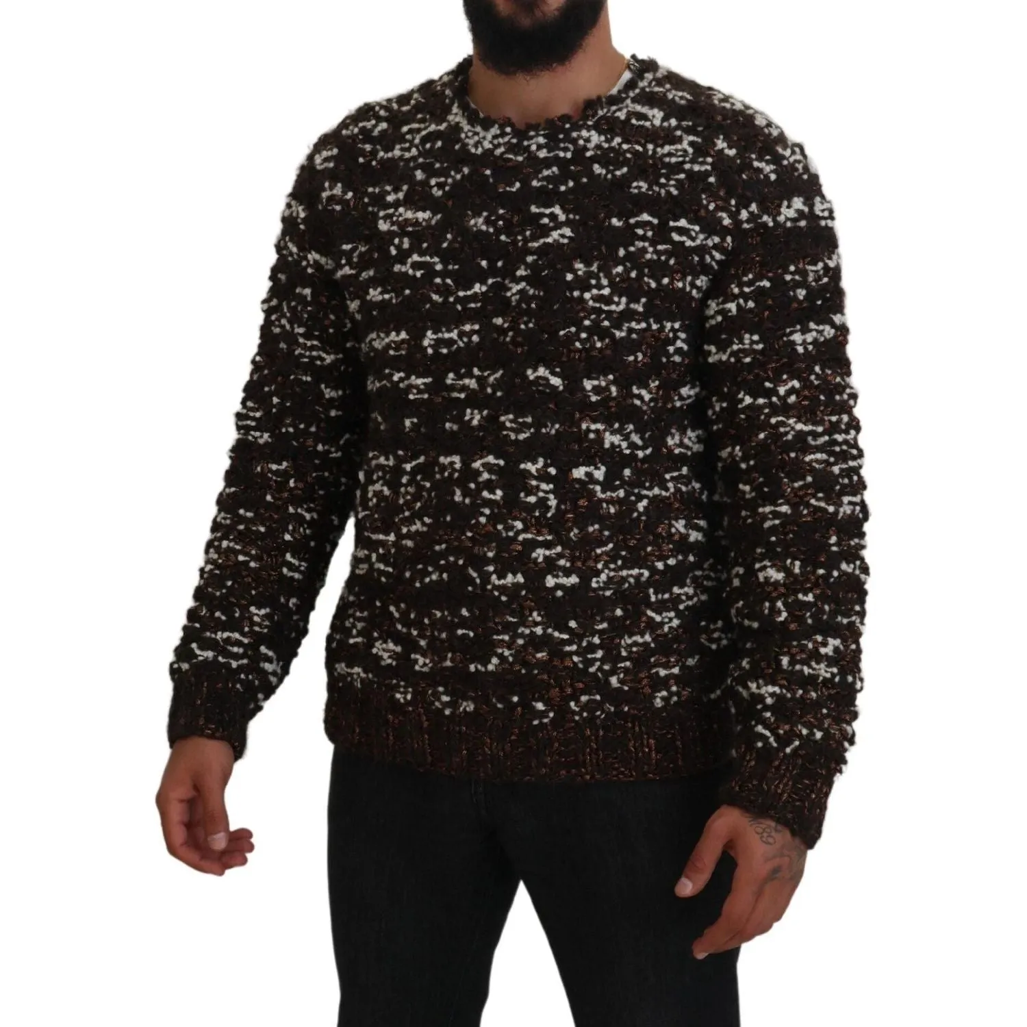 Dolce & Gabbana Elegant Bronze Knit Pullover Sweater