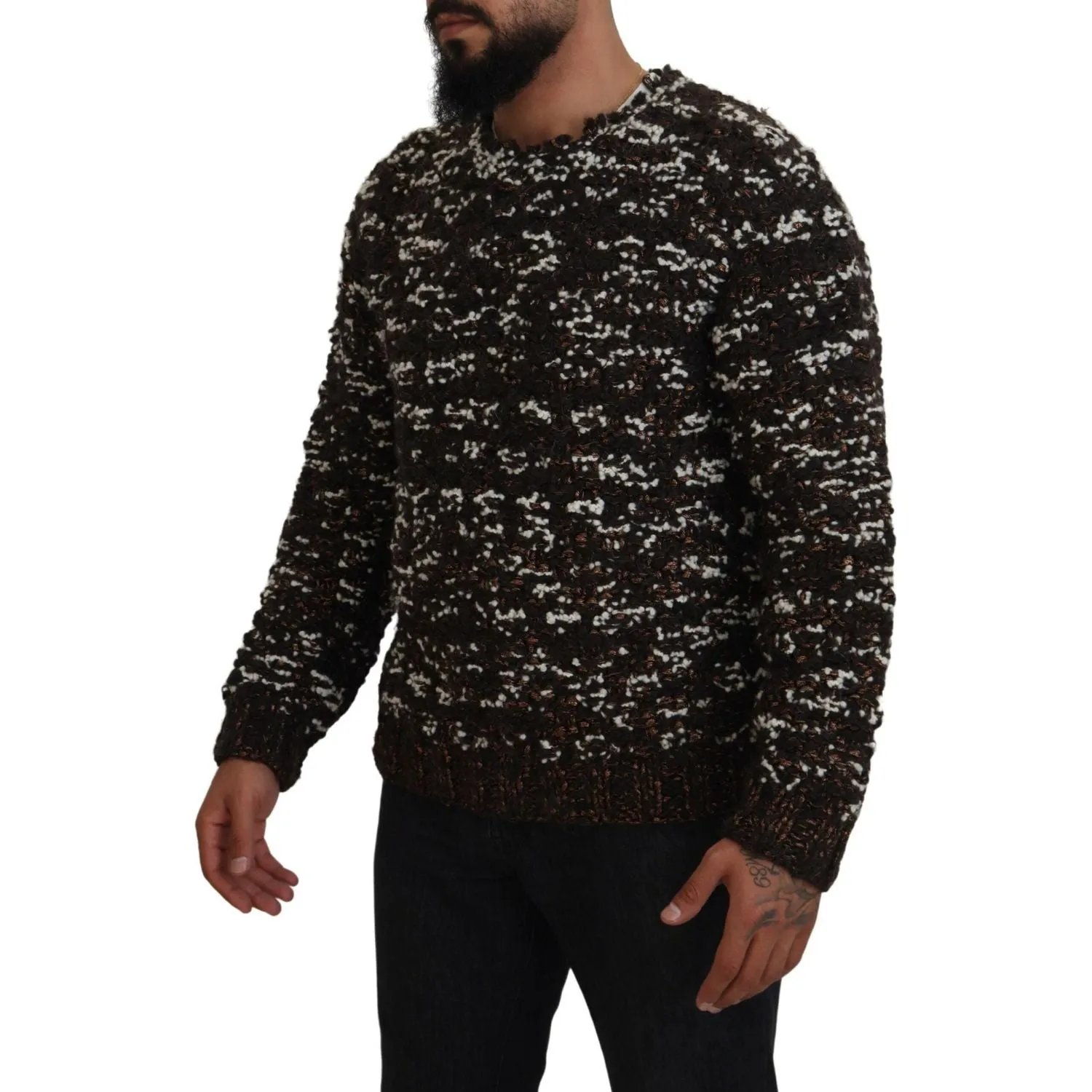 Dolce & Gabbana Elegant Bronze Knit Pullover Sweater