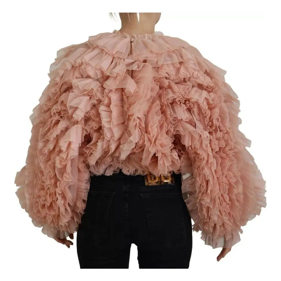 Dolce & Gabbana Pink Ruffles Long Sleeves Pullover Sweater