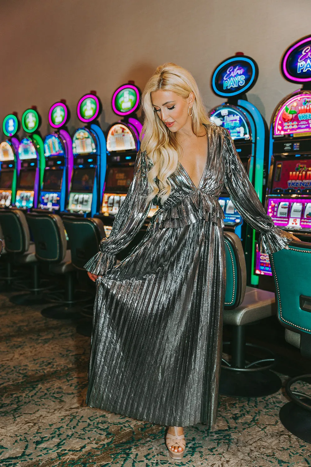 Evie Metallic Maxi Dress - Disco Ball