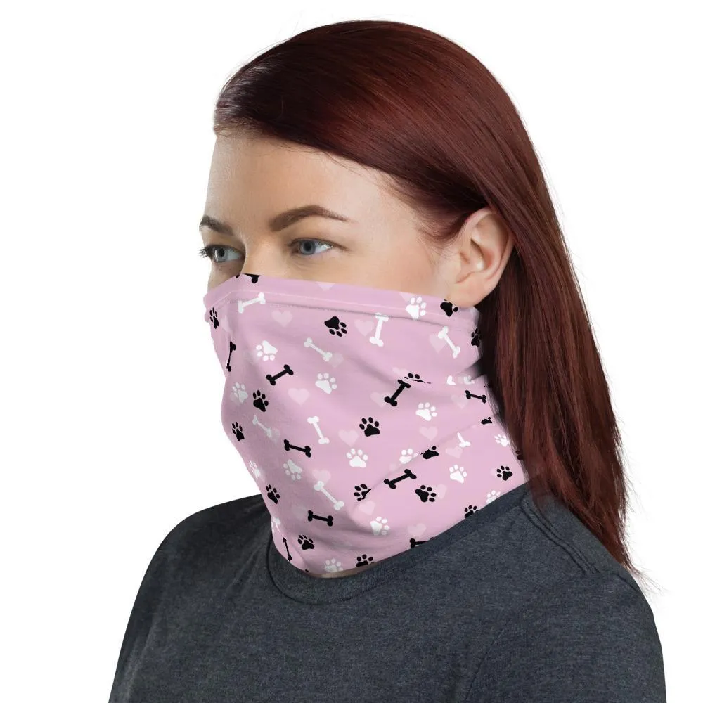 Fashionable Neck Gaiter Pink Love my Dog Print Reusable Face Mask Washable Breathable beanie bandanna balaclava wristband shield covering - US Fast Shipping