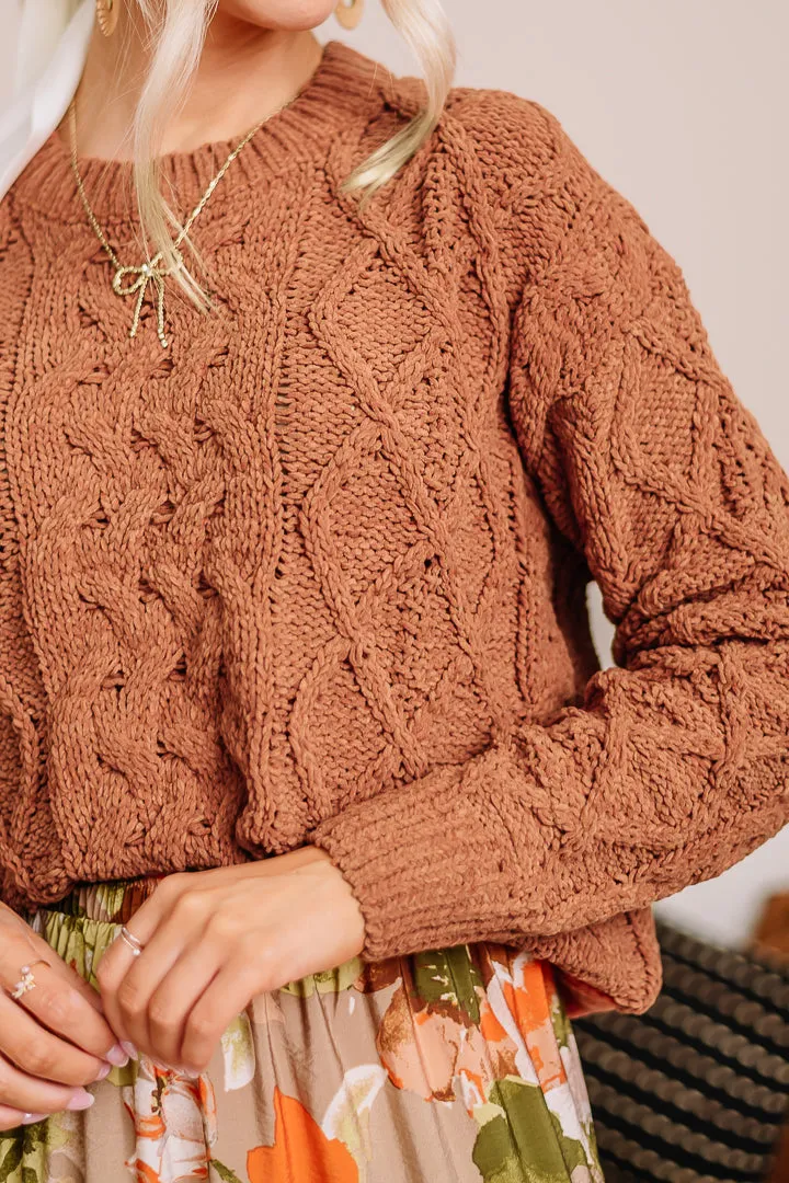 Feel The Sun Cable Knit Sweater | Rust