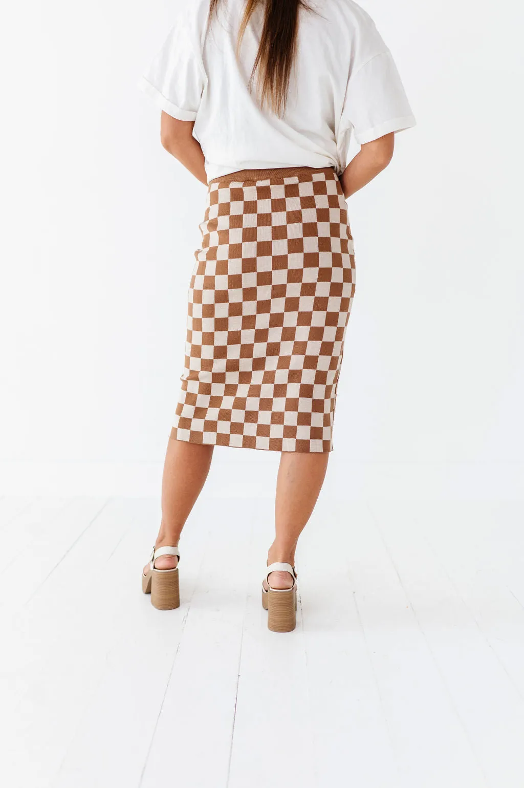 Finish Line Checkered Skirt in Brown