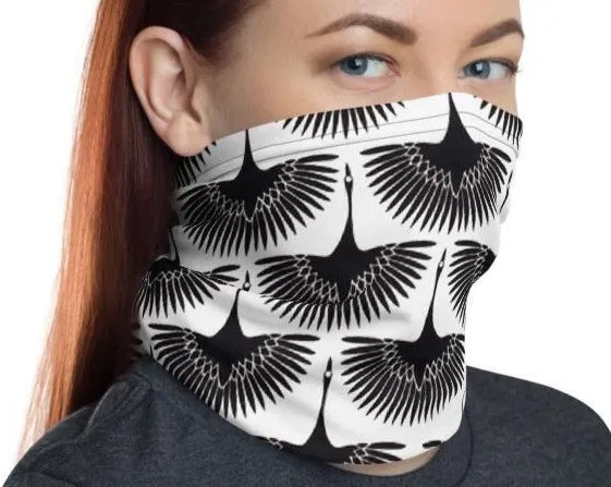 Flock blush black pattern mask Face cover, Neck Gaiter scarve, Headwear, Headband, Bandana, Balaclava, Beanie, Wristband, Hairband, Hood, Head wrap made in US