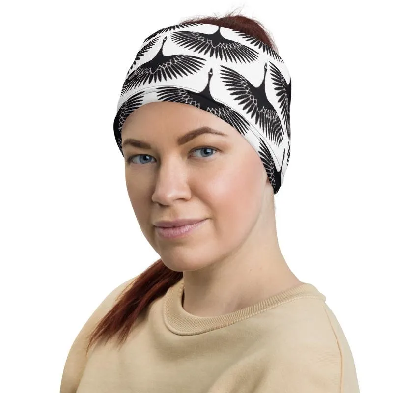 Flock blush black pattern mask Face cover, Neck Gaiter scarve, Headwear, Headband, Bandana, Balaclava, Beanie, Wristband, Hairband, Hood, Head wrap made in US