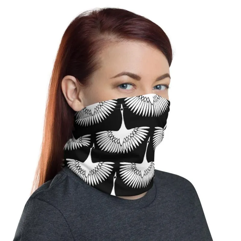 Flock blush white pattern mask Face cover, Neck Gaiter scarve, Headwear, Headband, Bandana, Balaclava, Beanie, Wristband, Hairband, Hood, Head wrap made in US