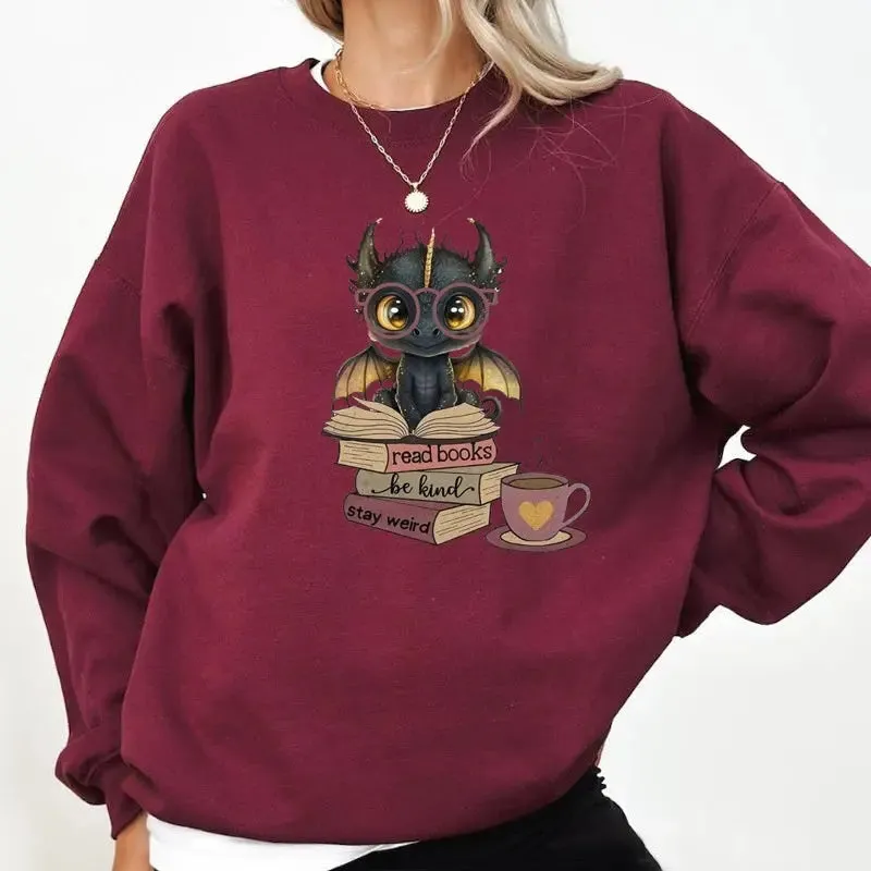 Fourth Wing Dragon Printed Sweatshirt Women Fantasy Book