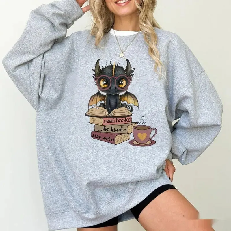 Fourth Wing Dragon Printed Sweatshirt Women Fantasy Book