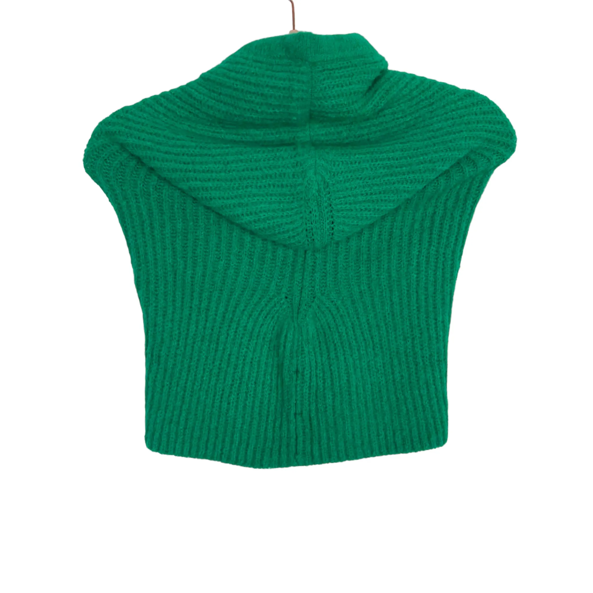 Free People Green Ribbed Knit with Drawstring Balaclava NWT- One Size